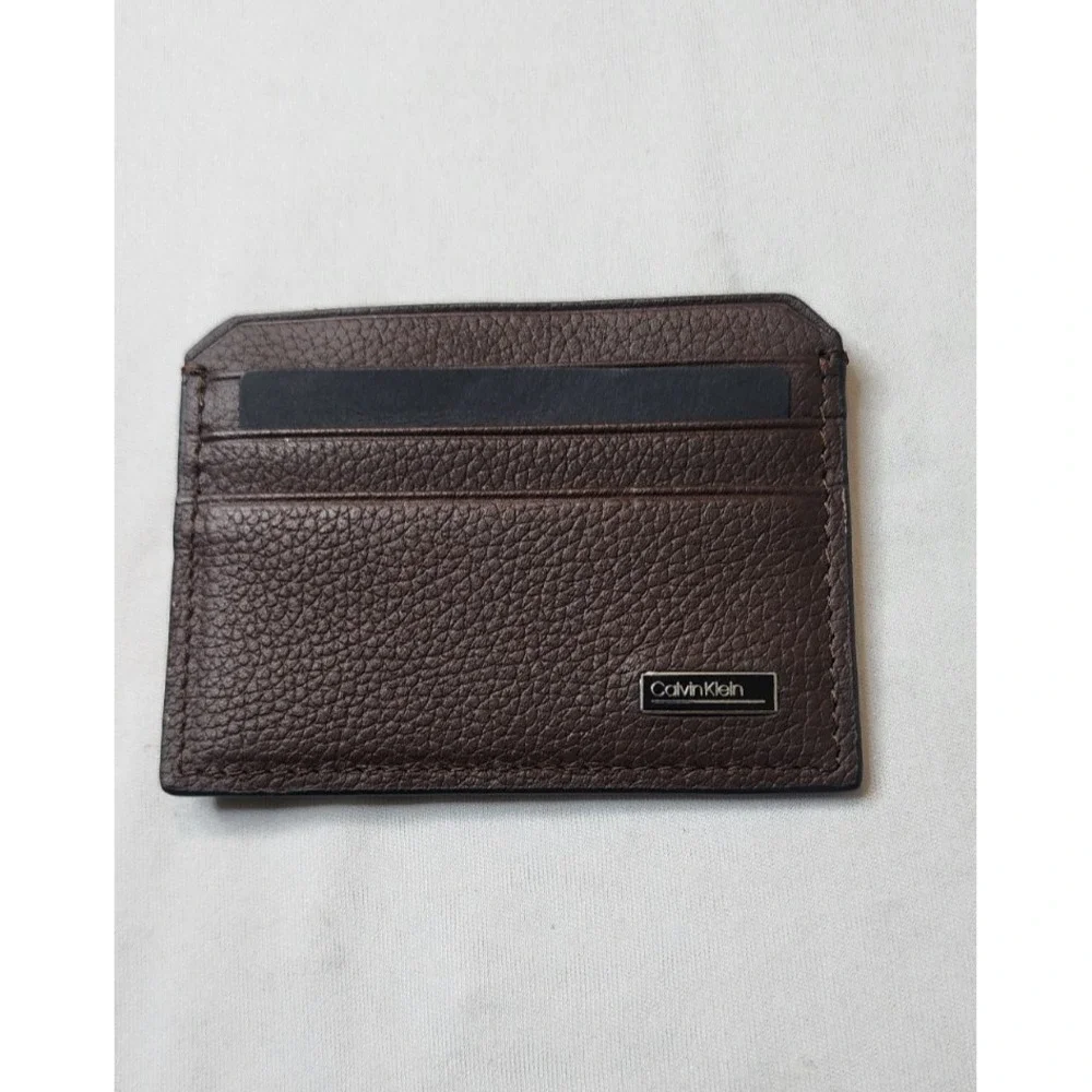 Calvin Klein Men's Leather Brown Slim Card Holder Wallet RFID OEM